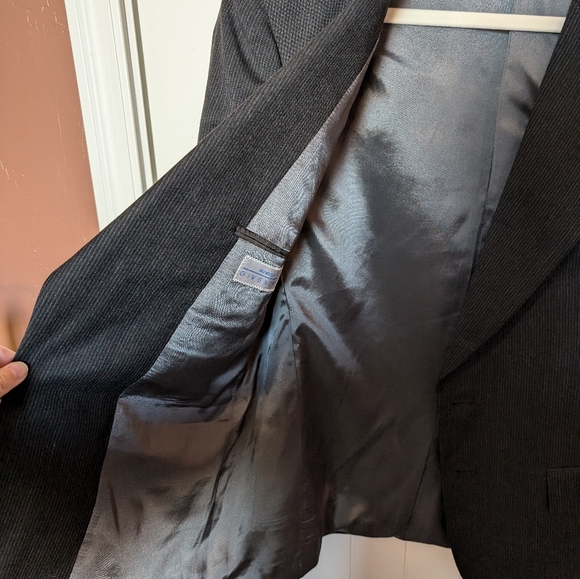 Vintage Givenchy Blazer USA Made Pinstripe Black/Grey Mens - Picture 3 of 7